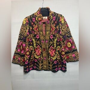 MOTH by Anthropologie Payton Jacquard Floral Cardigan Sweater Jacket, Size S